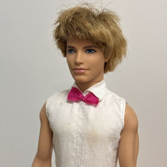 Mattel Other - Ken Doll with Rooted Blonde Hair Blue Eyes Straight Body One Piece Suit Bow tie
